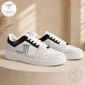 Monster Energy White Crackle Custom AF1 Shoes