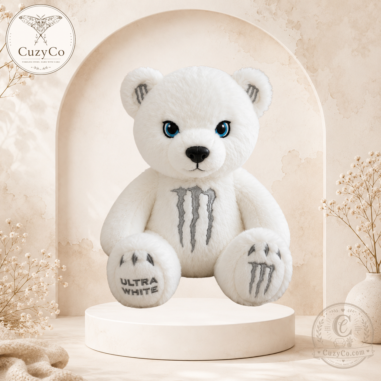 Monster Energy Ultra White Polar Bear Plush Toy - 2026 Limited Edition