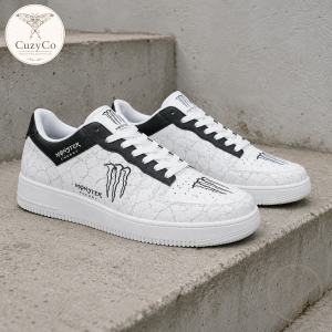 Monster Energy White Crackle Custom AF1 Shoes