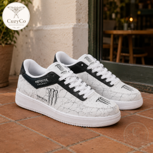 Monster Energy White Crackle Custom AF1 Shoes