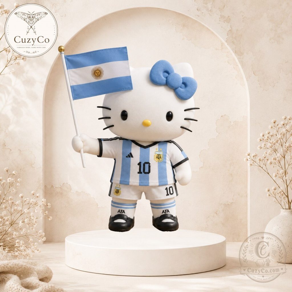 Hello Kitty Argentina World Cup 2026 Football Plush Doll Hello Kitty Argentina World Cup 2026 Football Plush Doll