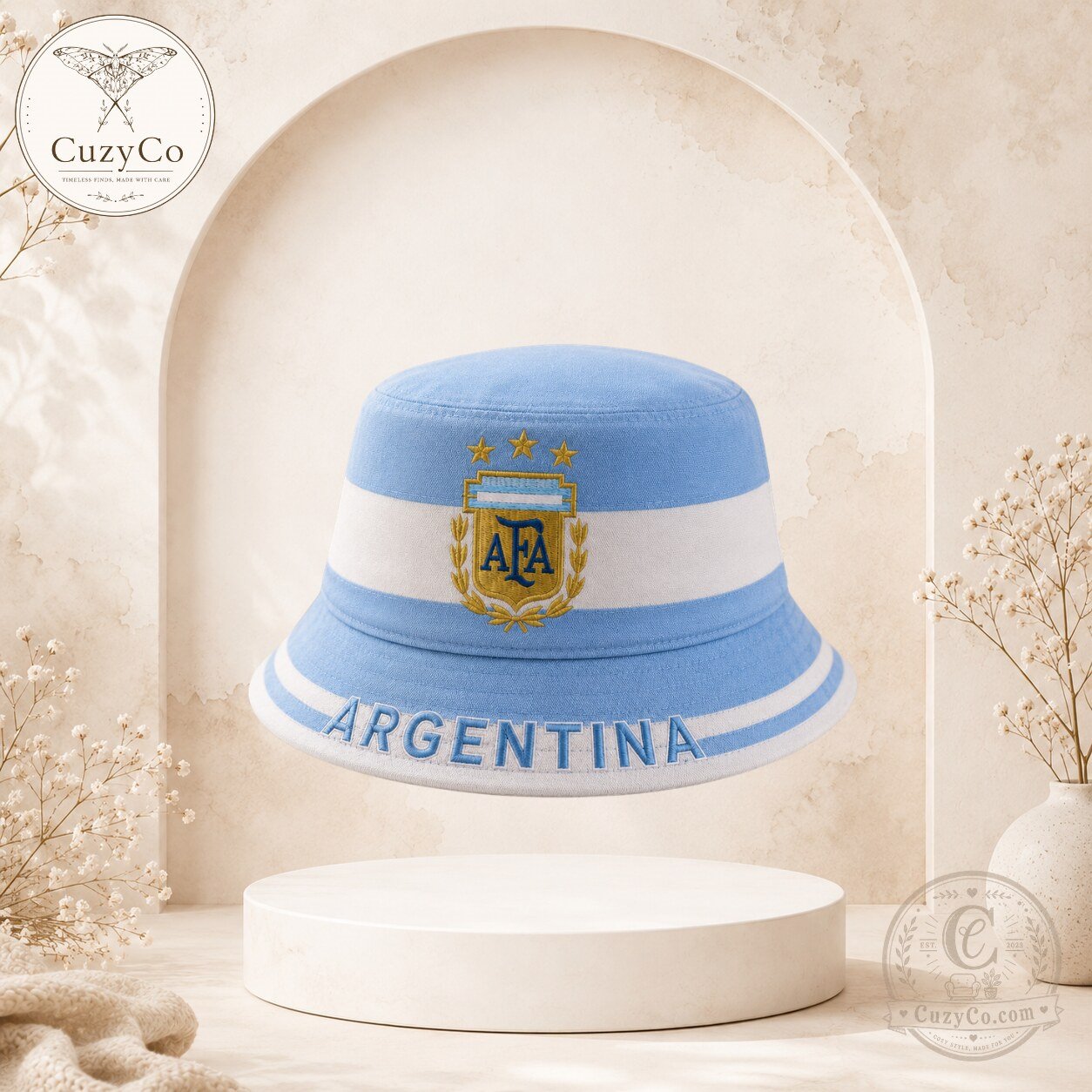 "Limited Edition Spain and Argentina World Cup 2026 Gear Unveiled" 3 Argentina Three-Star World Cup Fan Bucket Hat 2026 Limited Edition
